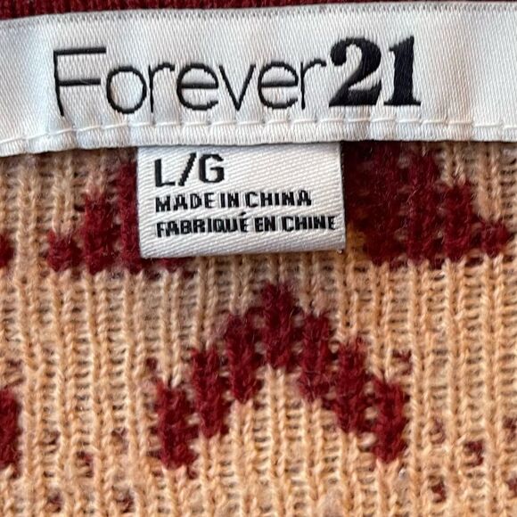 RUST AND BEIGE LONG SLEEVE SWEATER BY FOREVER 21 SIZE LARGE - Picture 3 of 4
